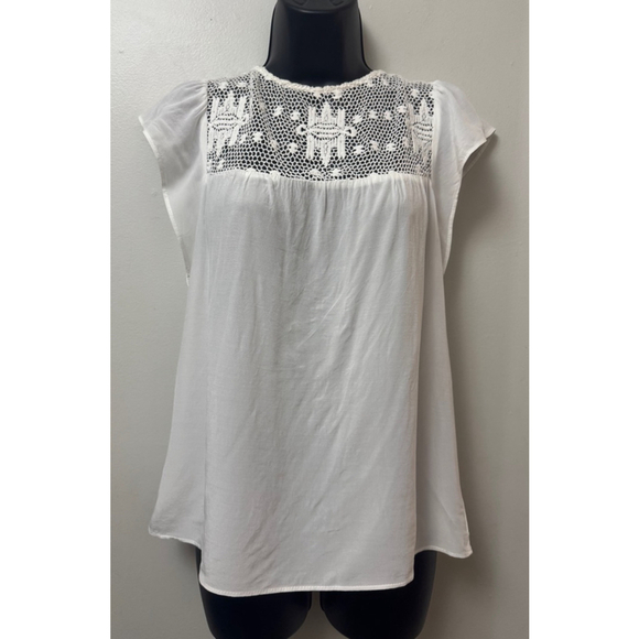 Jen's Pirate Booty Tops - Women's Jen’s Pirate Booty Embroidered Tassel White Blouse Size S